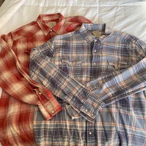 2 Lucky brand Men’s western style Flannel L/S